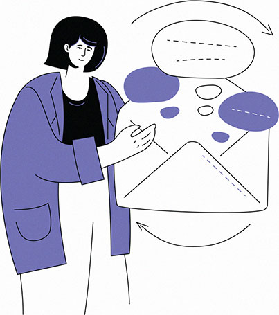 Illustration of a woman holding a large envelope